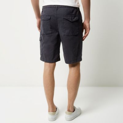 Navy slim fit cargo shorts